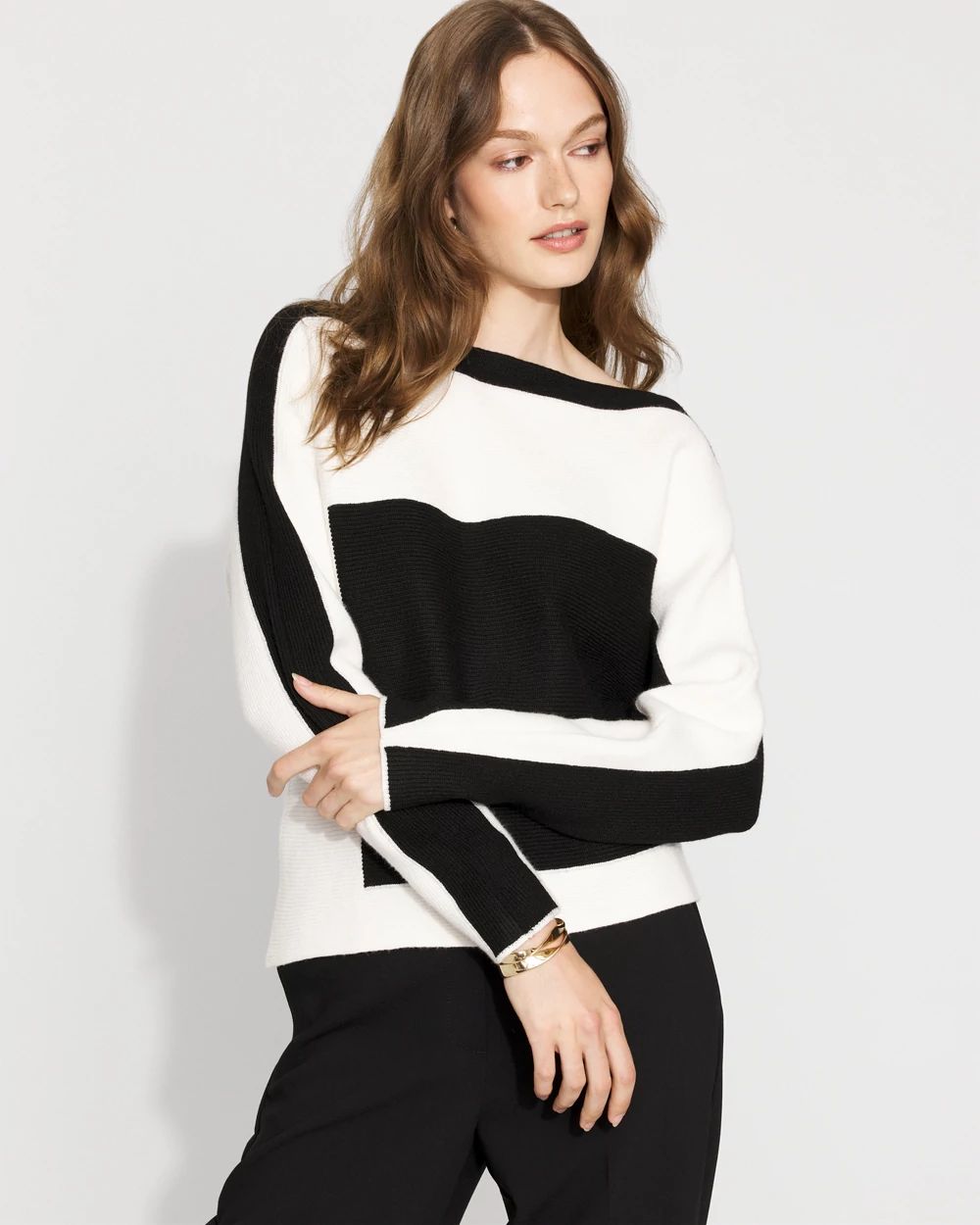 Colorblocked Asymmetric Hem Sweater | White House Black Market